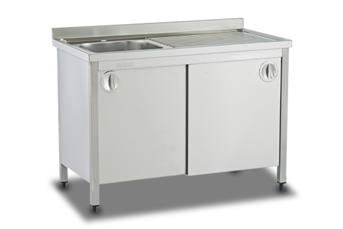 Workbench with Single Sink and Sliding Door